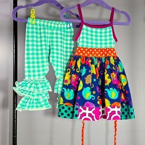 KPEA elephant tunic with matching ruffle leggings. SIZE 18 MONTH.
